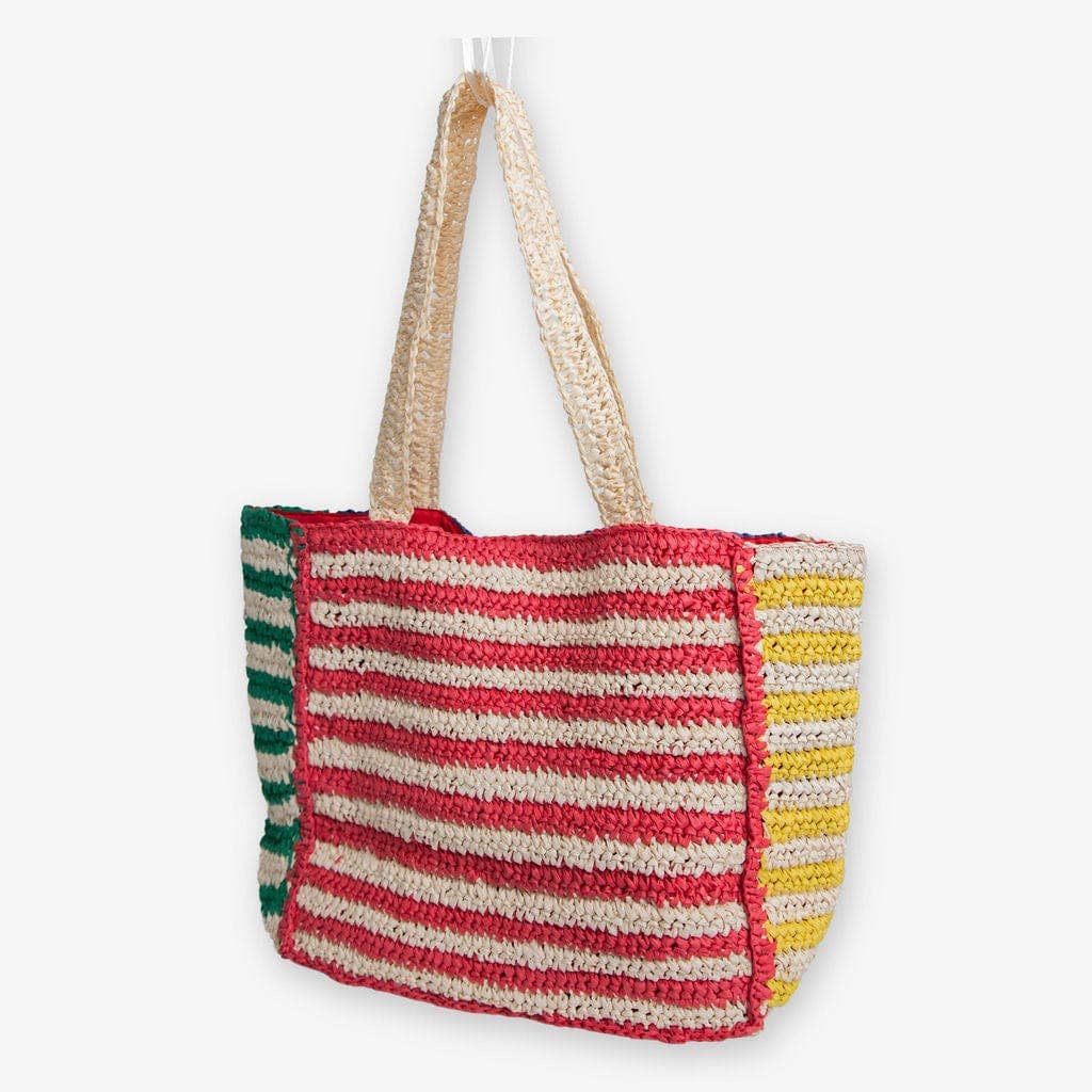 Nellie Striped Raffia Tote