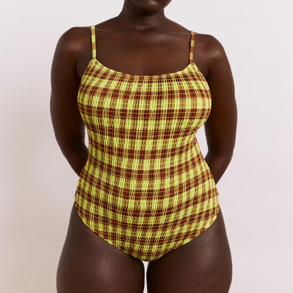 Lilibet Swimsuit in Green & Choc Print