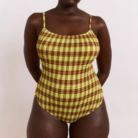 Lilibet Swimsuit in Green & Choc Print