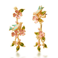 Enamel Birds and Flowers Earrings