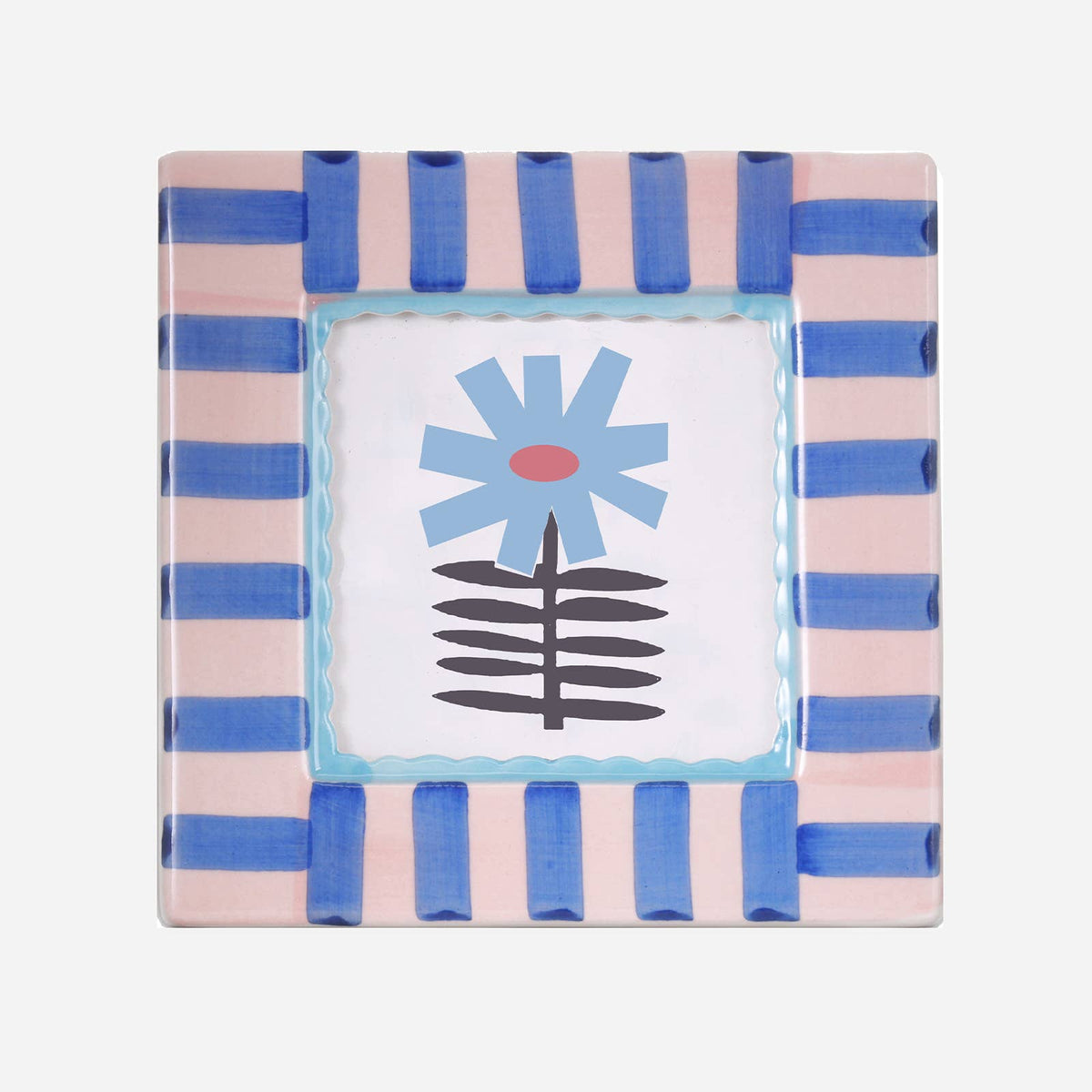Ceramic Photo Frame in Blue Stripe
