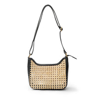 Pia Rattan Shoulder Bag in Black