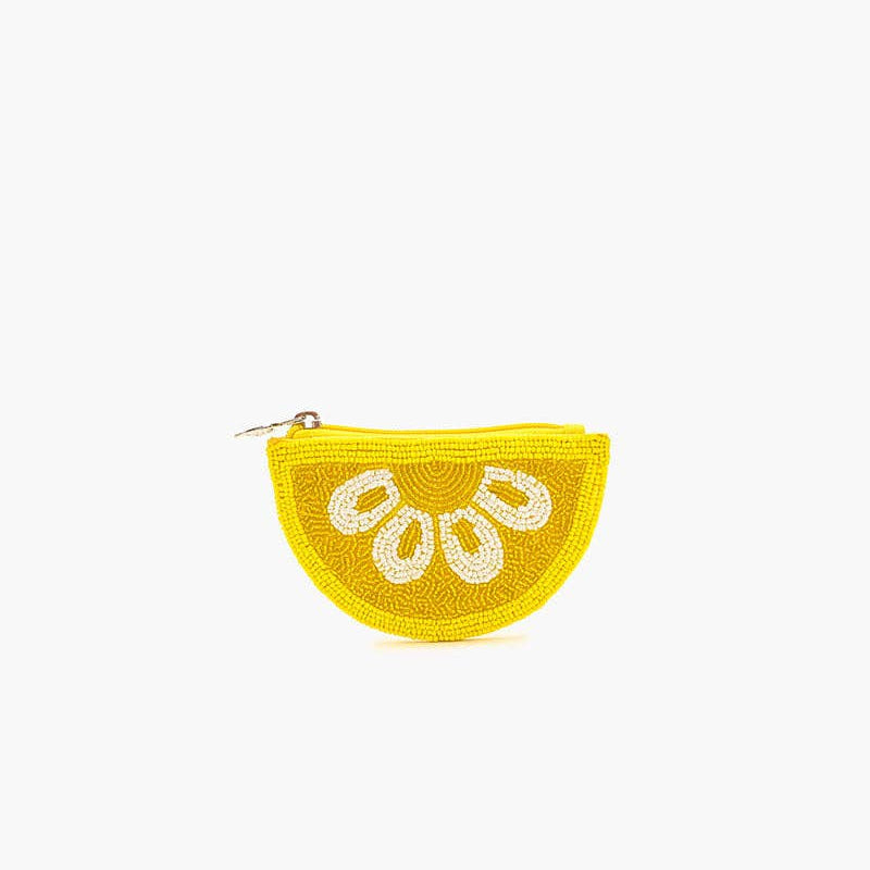 Citrus Beaded Pouch in Lemon