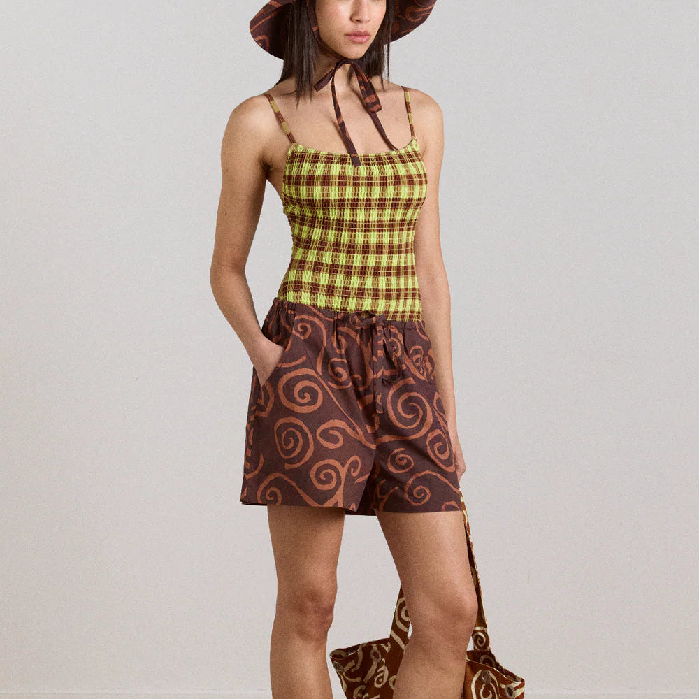 Lilibet Swimsuit in Green & Choc Print