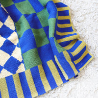 Diamond Checkerboard Pattern Mix & Match Knit Throw Blanket