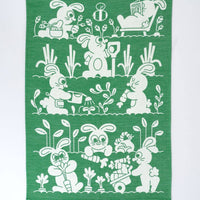 Tea Towel in Garden Rabbits