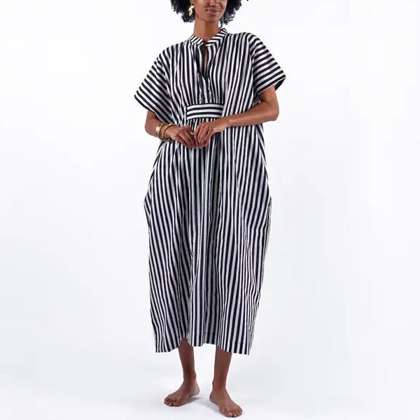 Margot Stripe Kaftan in Black & White