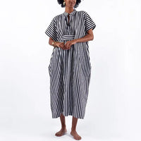 Margot Stripe Kaftan in Black & White
