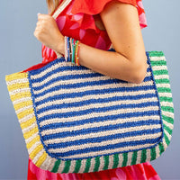 Nellie Striped Raffia Tote