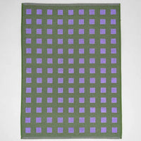 Squares Terry Tea Towel Olive/Lilac