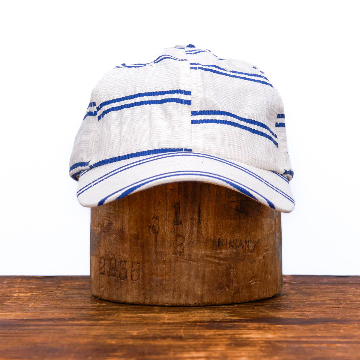 Ballpark Linen Stripe Cap in Navy