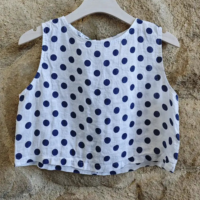 Linen Polka Dot Crop Top