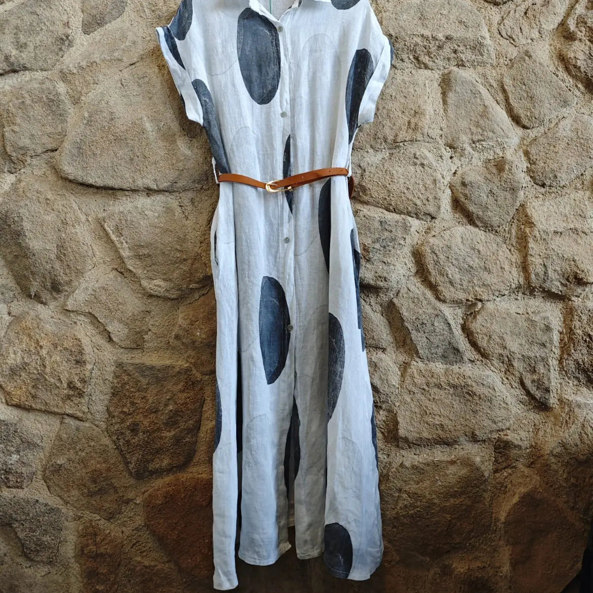 Linen Big Dot Dress