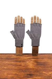 Merino Wool and Recycled Poly Fingerless Gloves in Steel