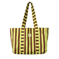 Large Canvas Tote Bag in Green Stripe