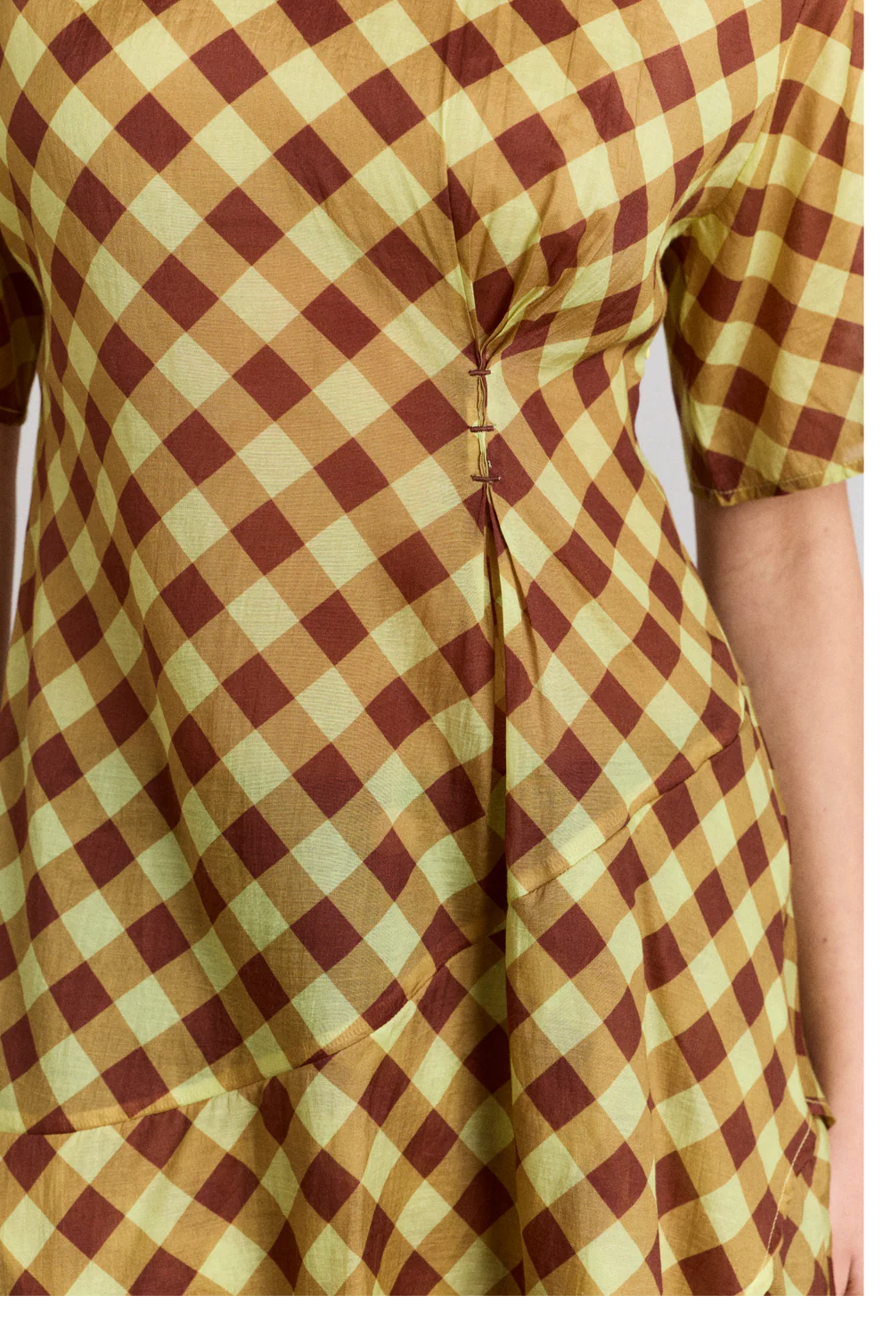 Harmony Midi Dress in Choc Avo Gingham