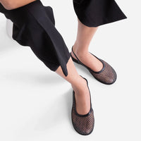 Anna Mesh Sling Back Ballet Flat in Black