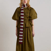 Stripe Skinny Scarf in Burg/Grey