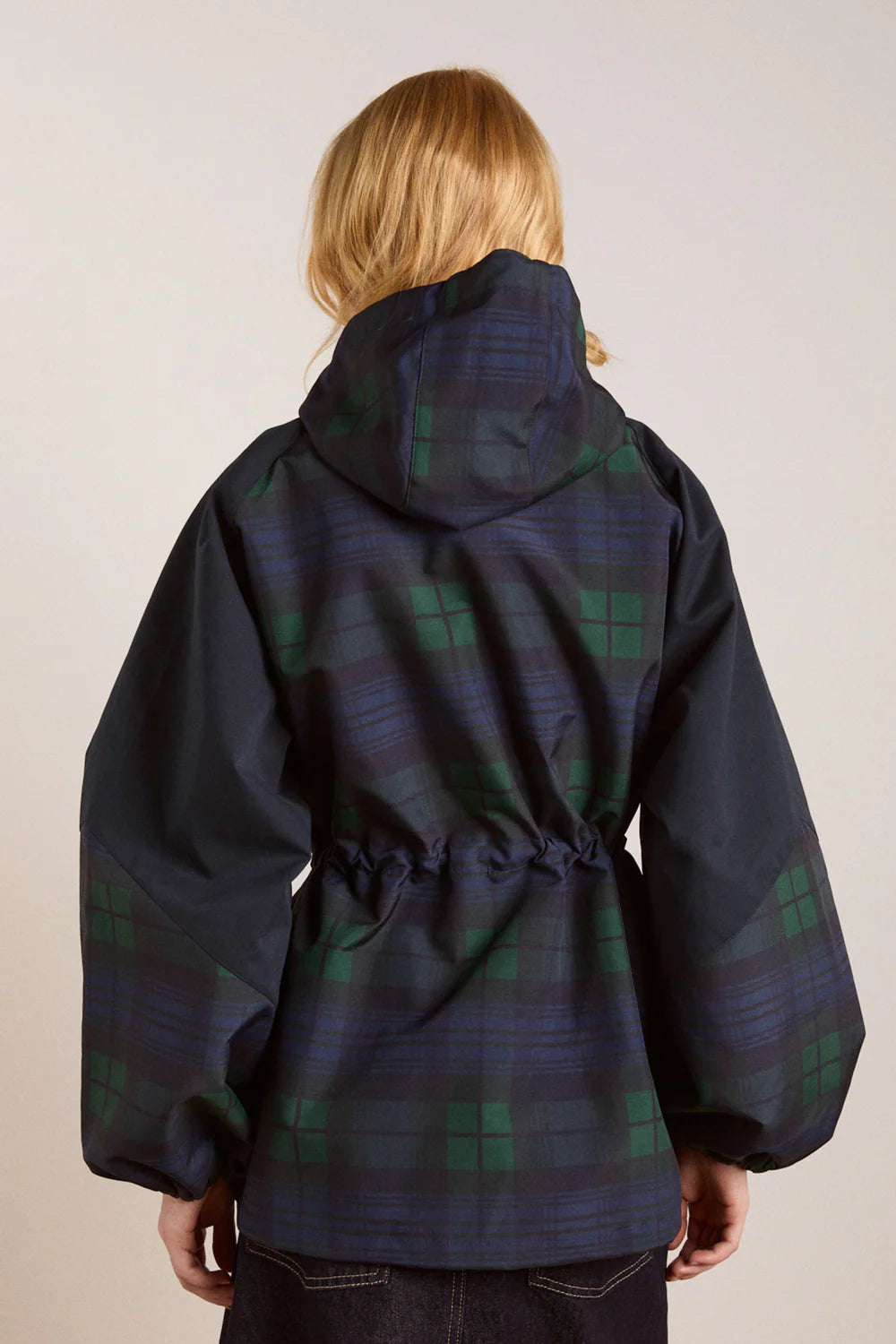 Liu Raincoat in Navy Check