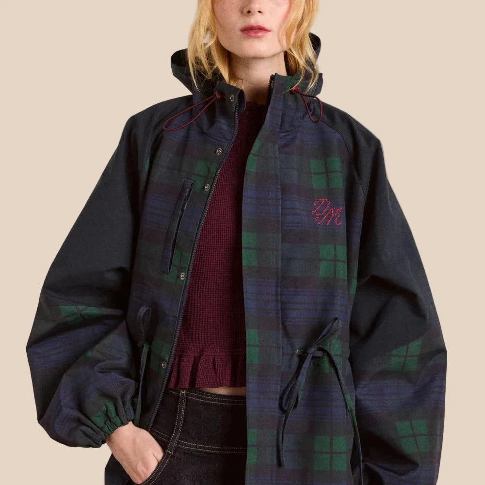 Liu Raincoat in Navy Check