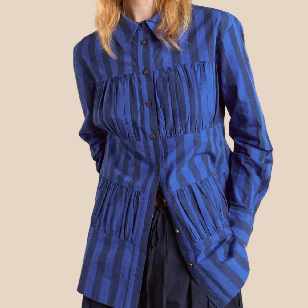 Xenia Shirt in Cobalt Stripe