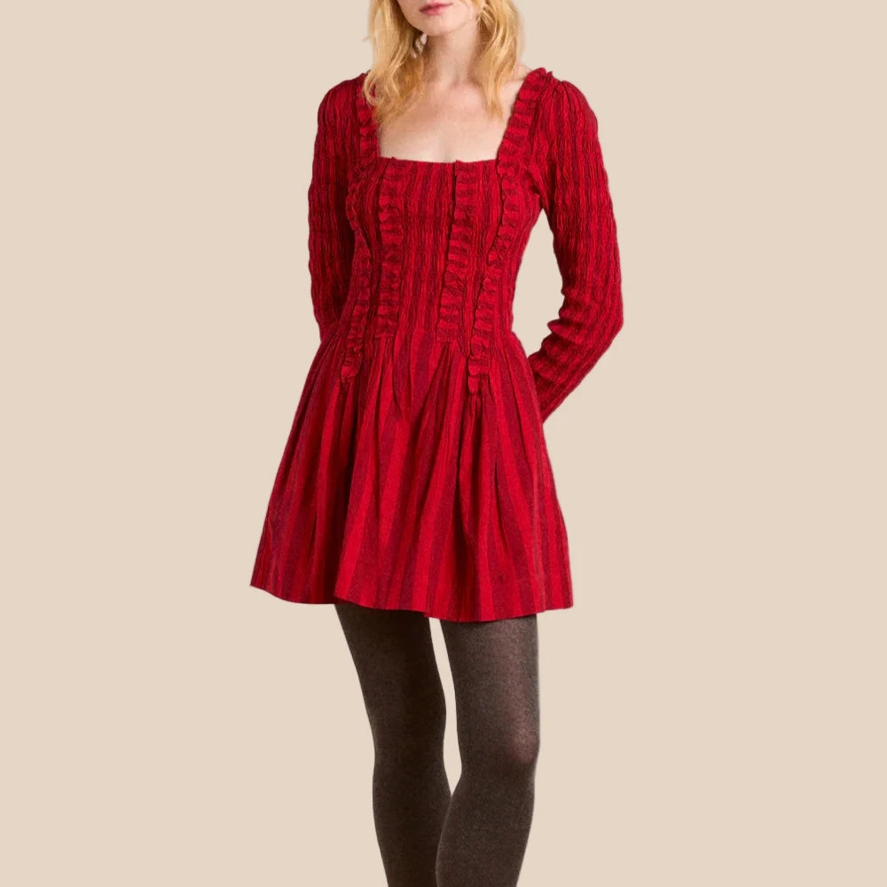 Raphaela Mini Dress in Red Stripe