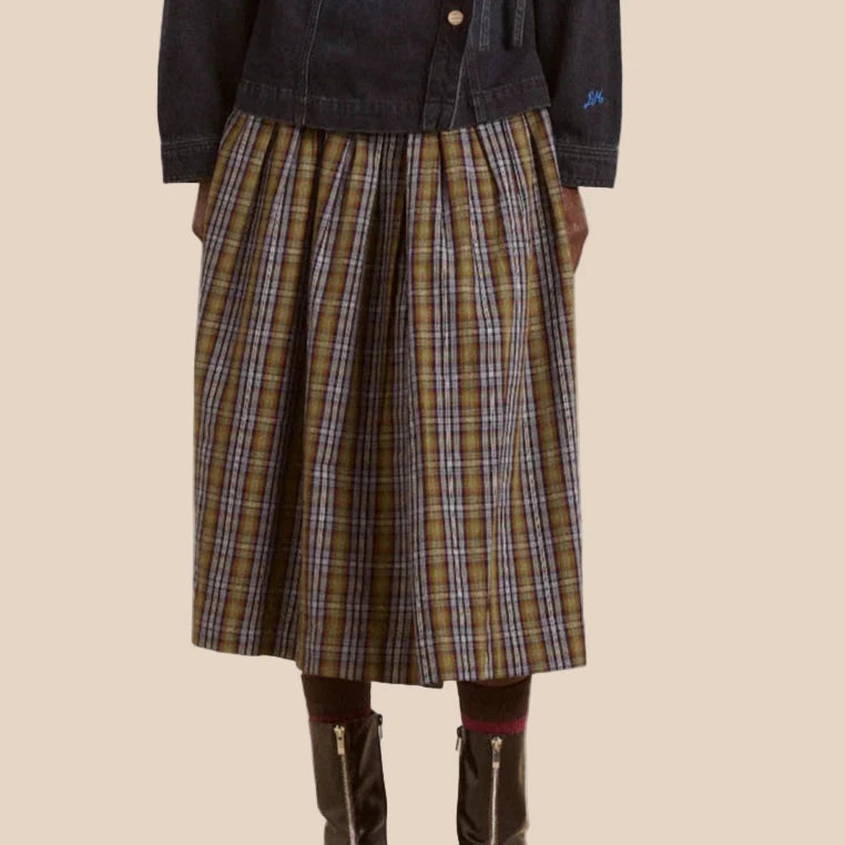 Josie Midi Skirt in Multi Check