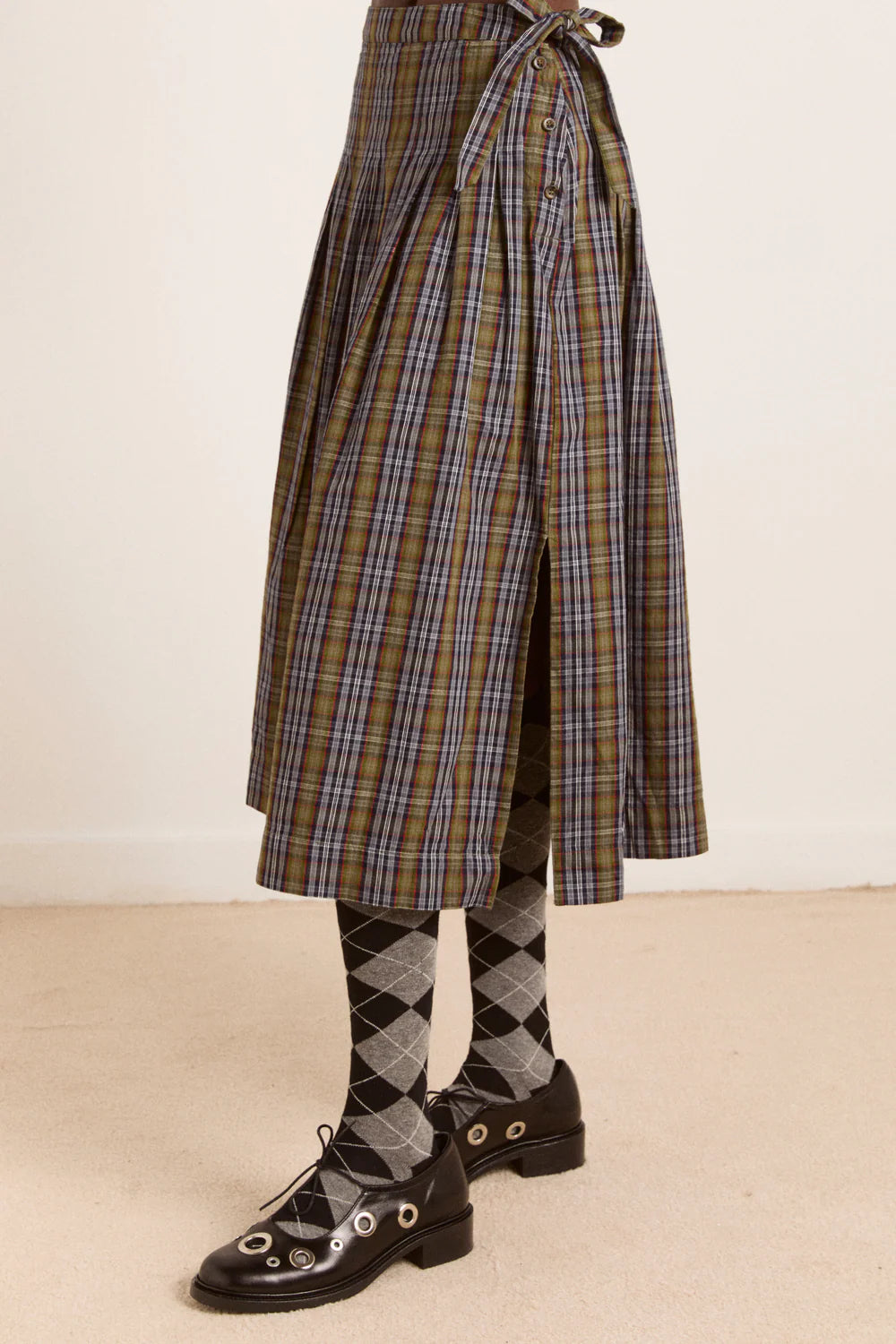 Josie Midi Skirt in Multi Check