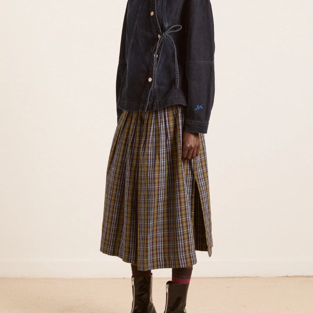 Josie Midi Skirt in Multi Check