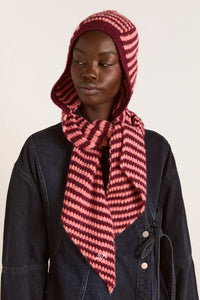 Tie Front Hood in Pink Stripe