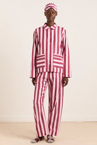 Florie PJ Set in Burg/Pink Stripe