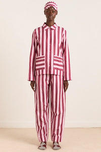 Florie PJ Set in Burg/Pink Stripe