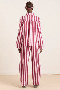 Florie PJ Set in Burg/Pink Stripe