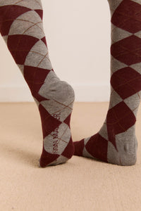 Knee Length Argyle Sock in Grey