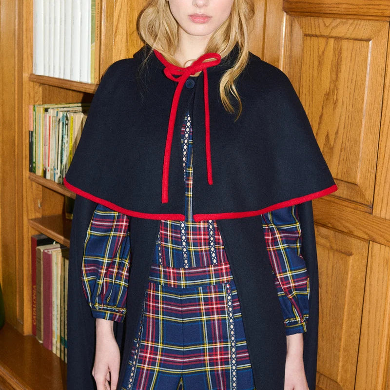 Hooded Cape in Navy