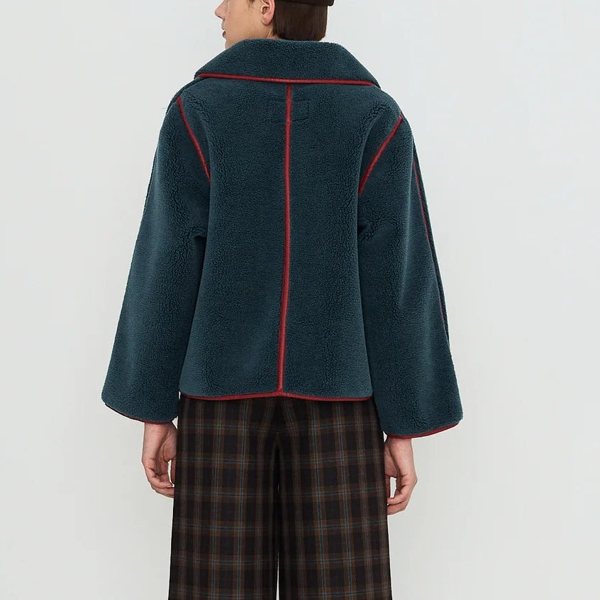 Faux Fur Coat in Ink Blue