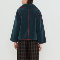 Faux Fur Coat in Ink Blue