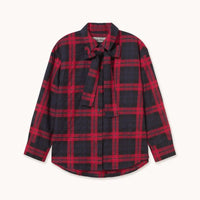 Check Bow Neck Shirt in Red