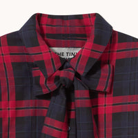 Check Bow Neck Shirt in Red
