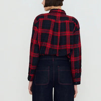 Check Bow Neck Shirt in Red