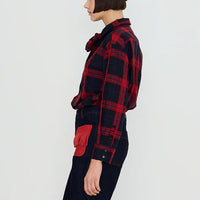 Check Bow Neck Shirt in Red