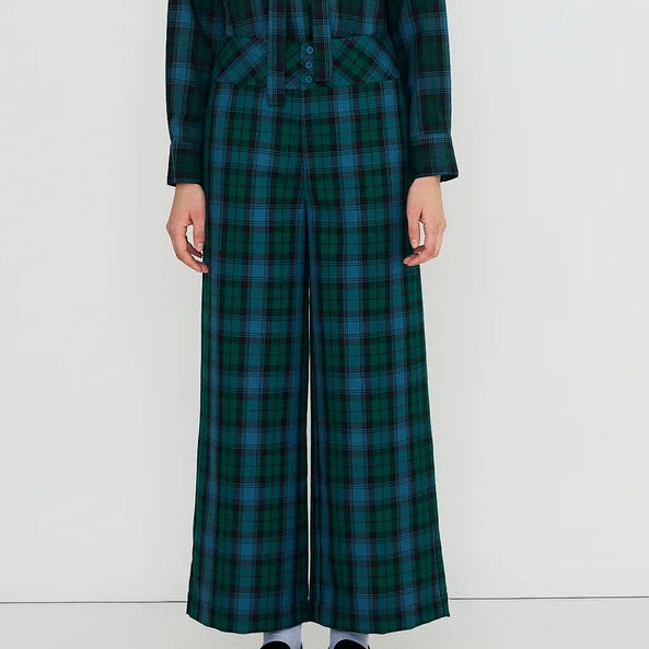 Check Pants in Dark Green