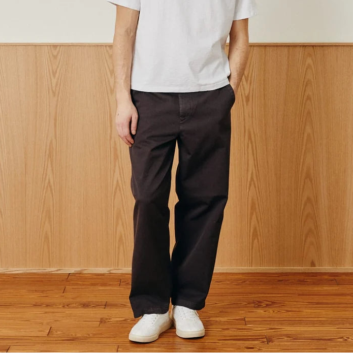 Wide Twill Pant in Brown