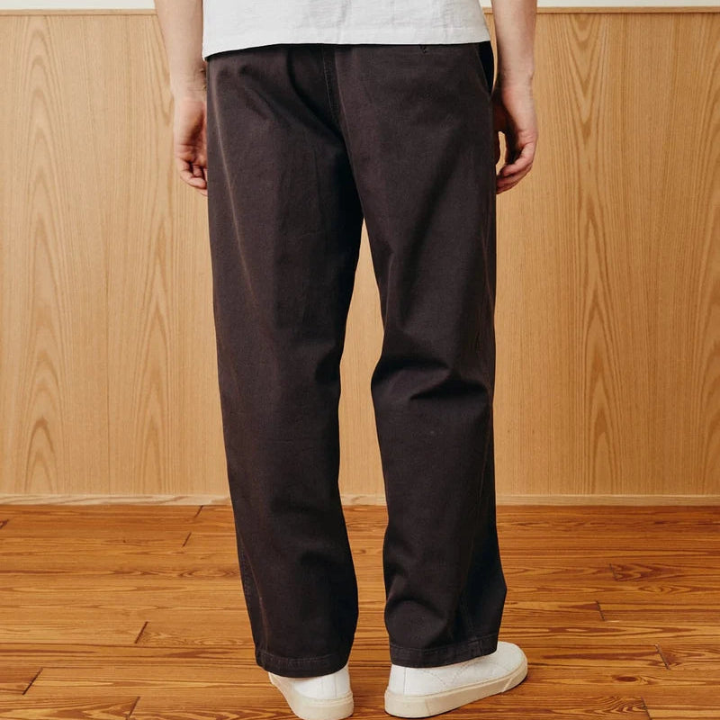 Wide Twill Pant in Brown