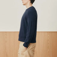 Washed Cotton Crewneck in Navy
