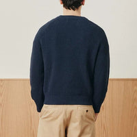 Washed Cotton Crewneck in Navy