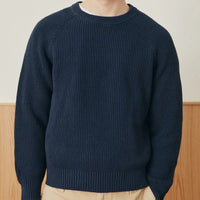 Washed Cotton Crewneck in Navy