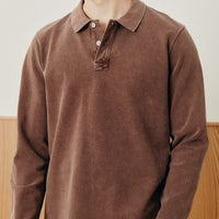 Pique Polo Longsleeve in Brown