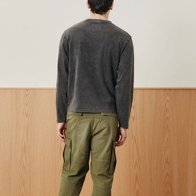Garment Dyed LS Tee in Black