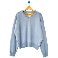 Abby Cotton V-Neck Sweater in Cornflower